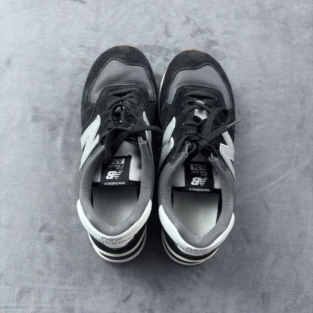 New Balance 574 Classic Womens Sneakers Black Grey Suede ML574EGG Gum Sole